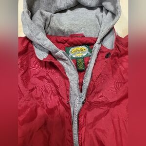 Cabela's OUTDOOR Red and Gray Hooded Jacket